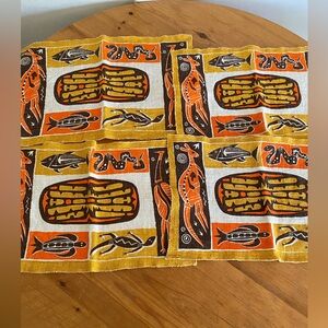 Australian Woven Mid Century Colourful Animal Print Placemats. Set of 4.